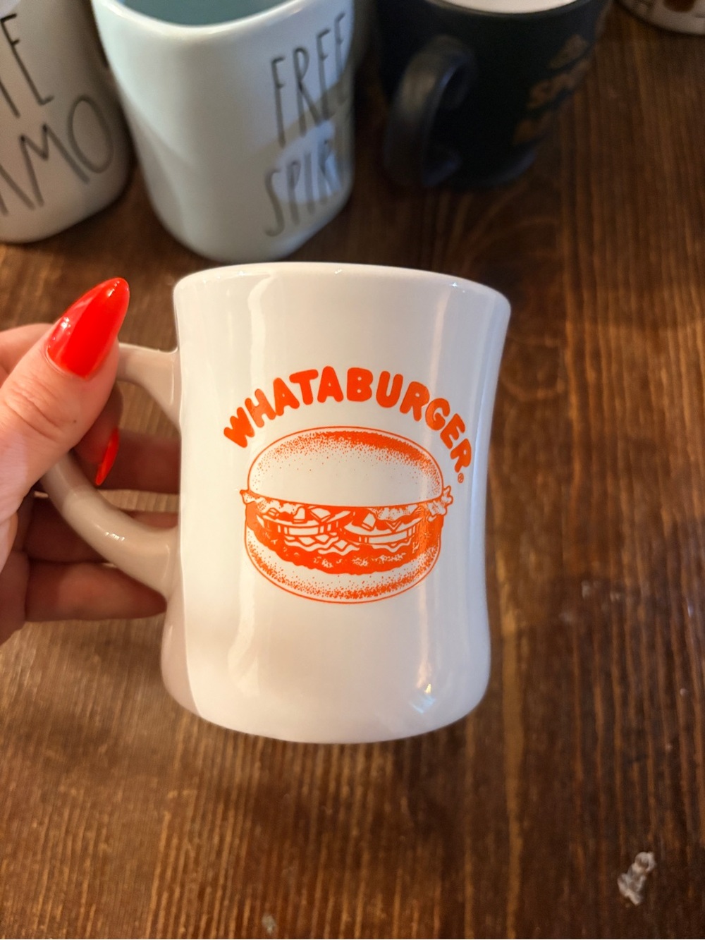 Vintage Whataburger White Ceramic Mug with Orange Logo